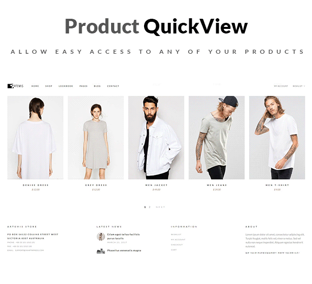 Artemis WooCommerce WordPress Template Schnellansicht