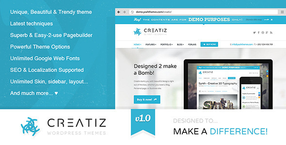 WP-Thema von Creatiz - Entwickelt, um einen Unterschied zu machen - Corporate WordPress