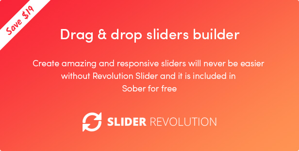 Das nüchterne WordPress-Vorlage enthält das Revolution Slider-Plugin