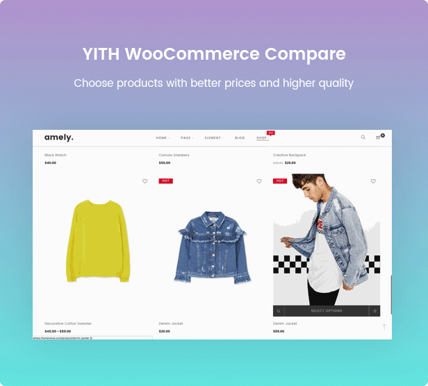 Fashion WooCommerce WordPress Template - YITH Vergleichen Sie