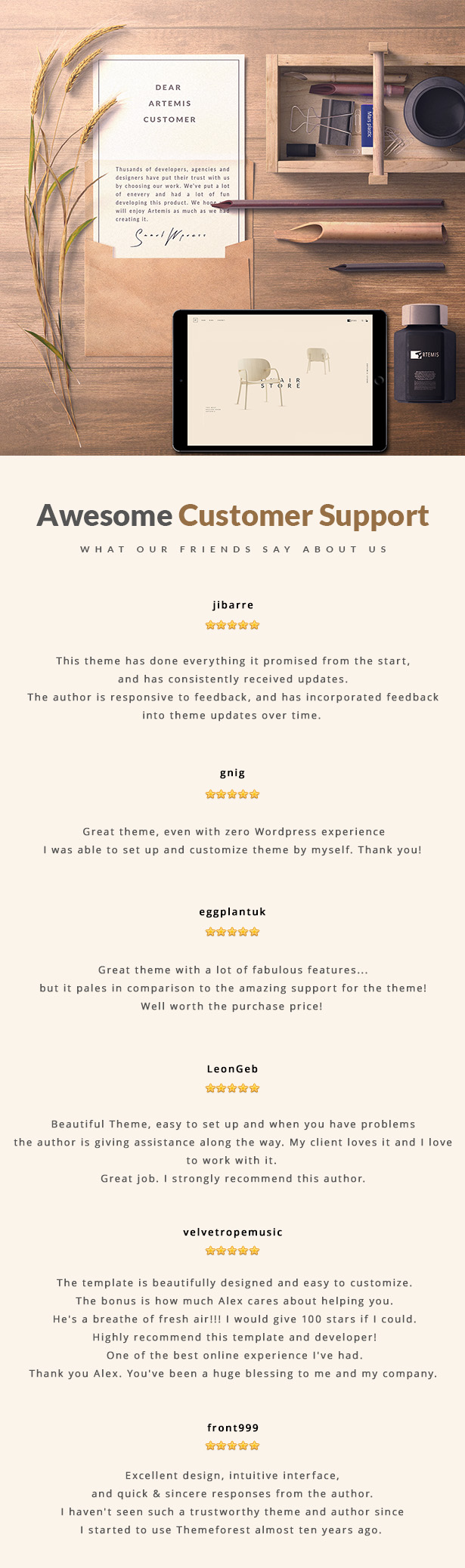 Artemis WooCommerce WordPress Template Kundensupport