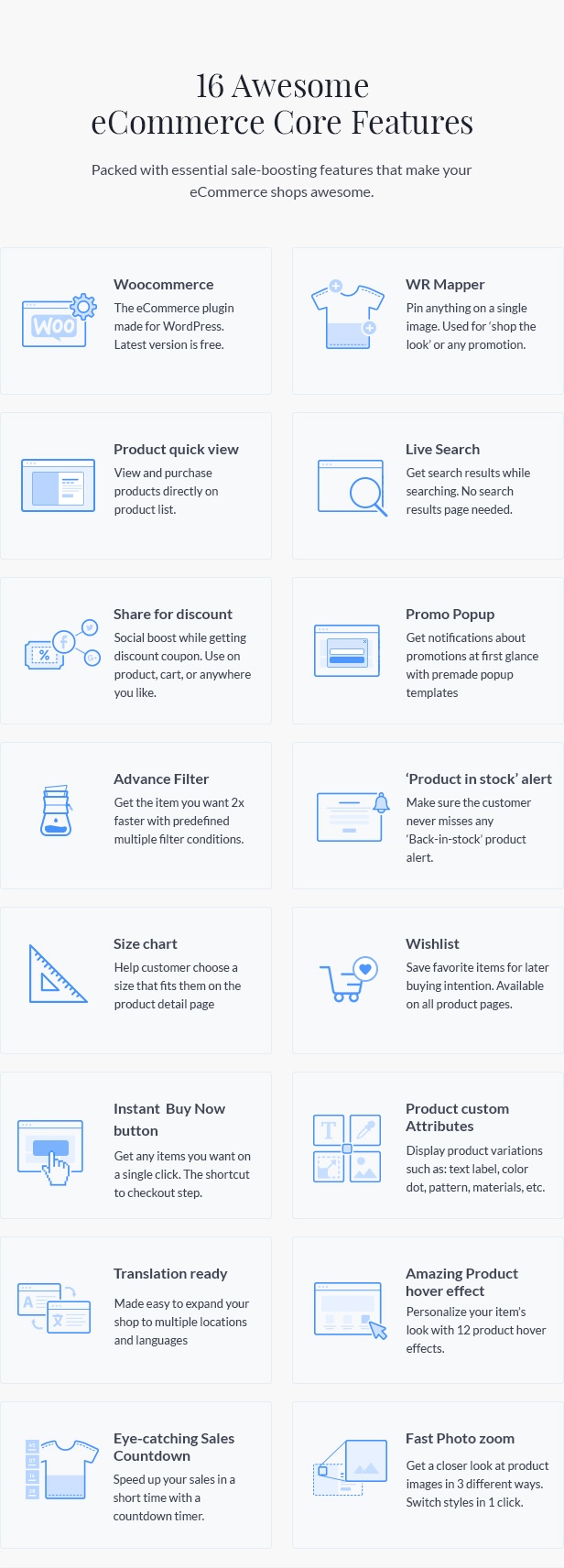 E-Commerce-Funktionen des Nitro-Themas