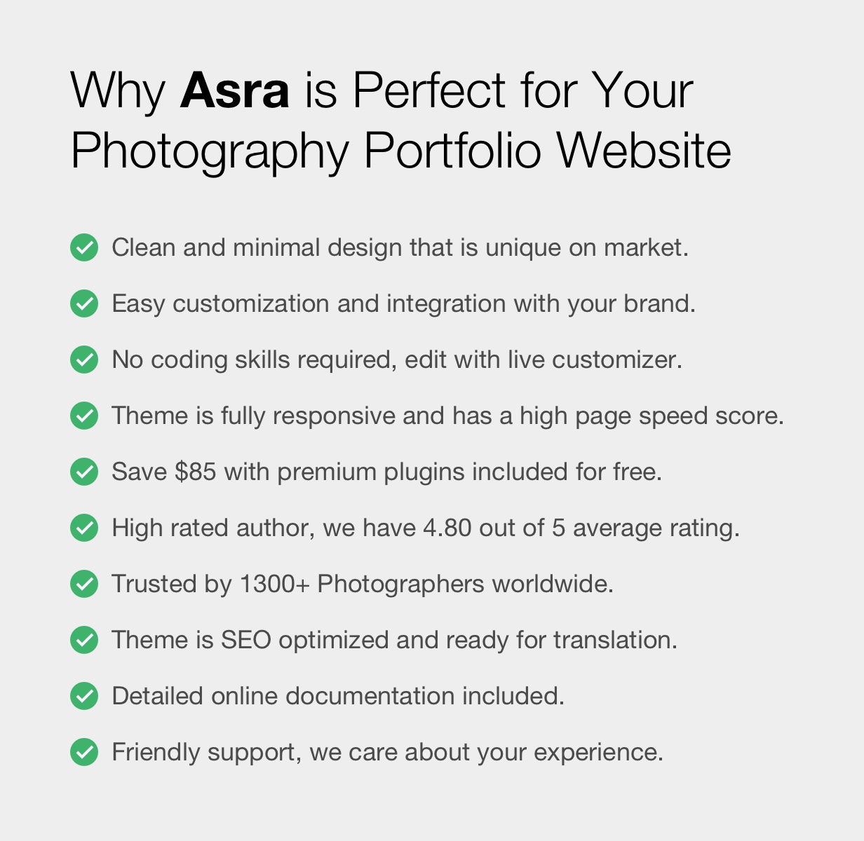 Asra - Minimalistisches Fotografie-Portfolio WordPress-Template - 3