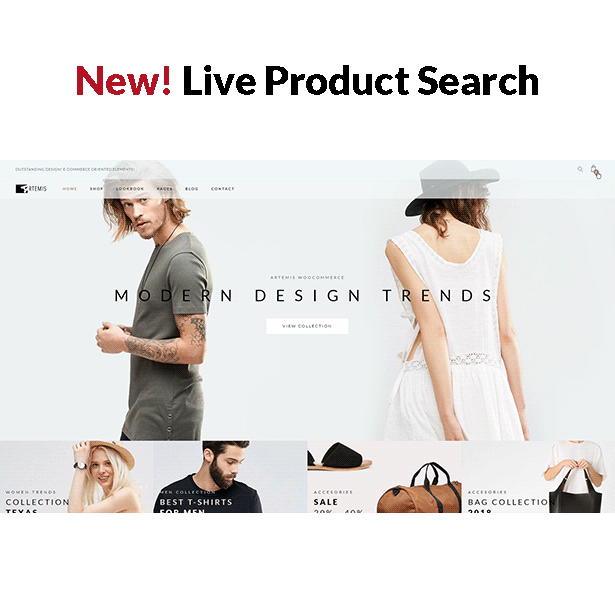 Artemis WooCommerce WordPress Template Live-Suche
