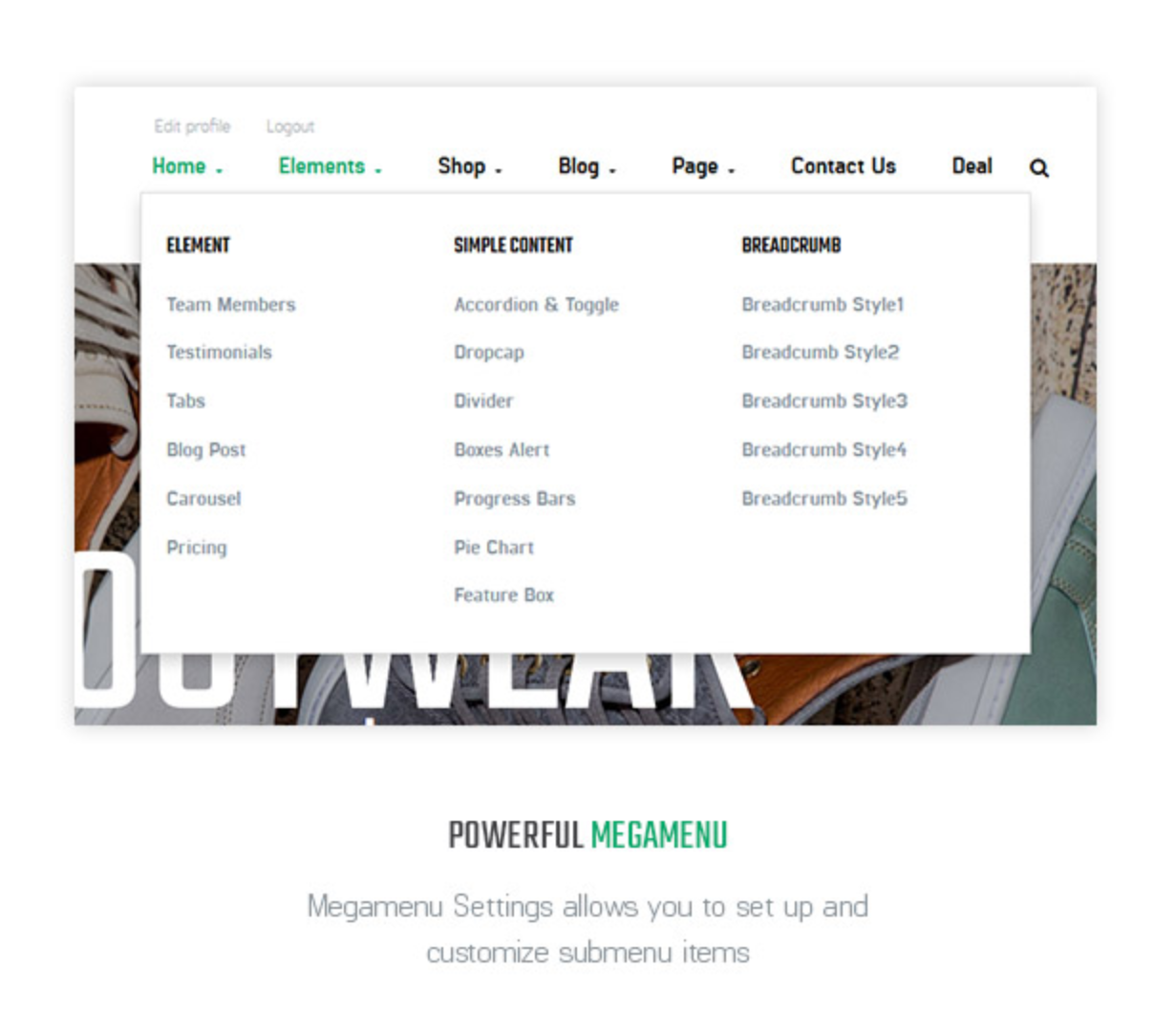 Littlemonsters Mega-Menü Sportgeräte Woocommerce WordPress-Themes