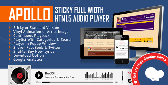 Apollo - HTML5-Audioplayer mit voller Breite für WPBakery Page Builder ...