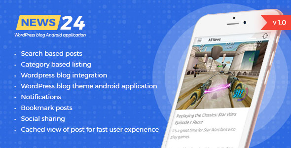 News 24 - WordPress Blogs & News Android-App - Google-Anzeigen integriert - CodeCanyon Artikel zum Verkauf