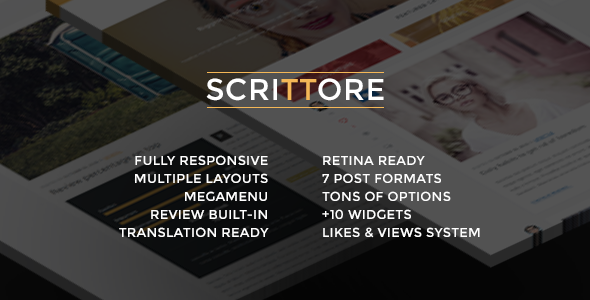 Wordpress Blog Template Scrittore - Elegant WordPress Blog Theme
