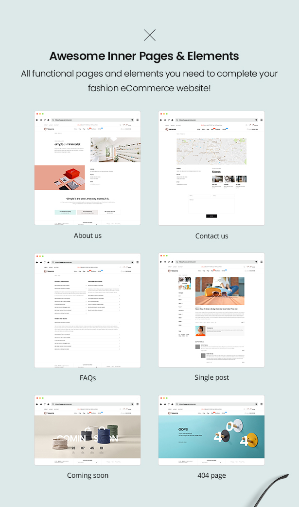 Engagierte Innenseiten & Elemente Venoma Fashion WooCommerce WordPress Template