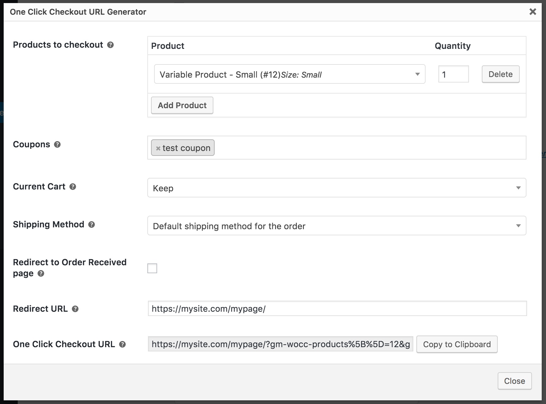 One Click URL Generator