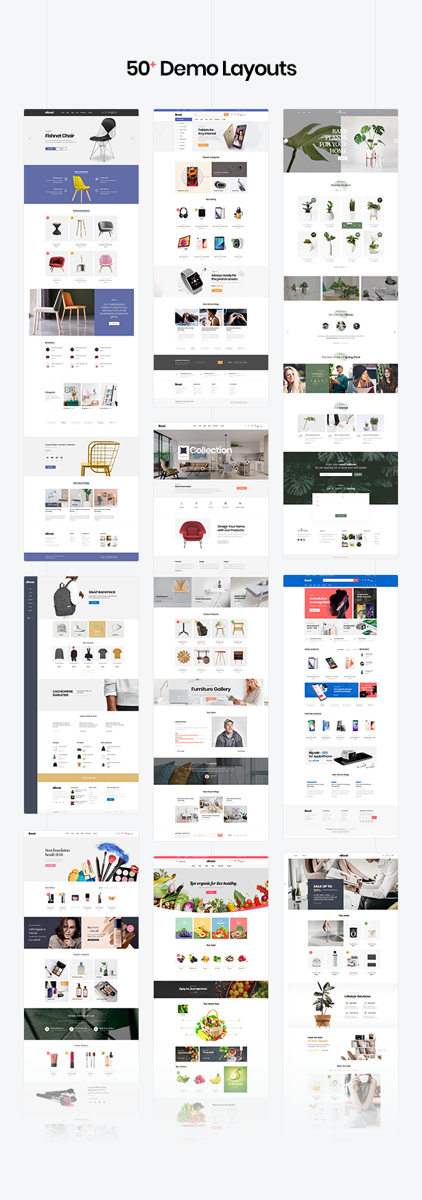 Mehrfache woocommerce WordPress Template - 57+ Nischen Homepage Demos