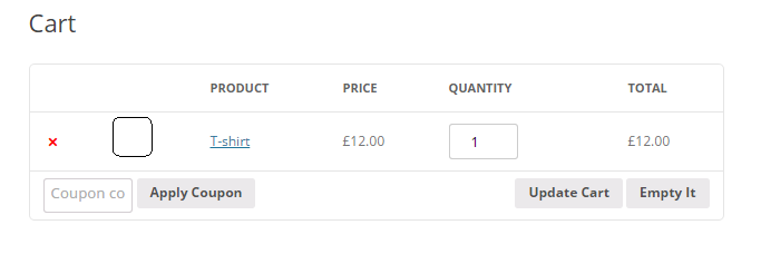 WooCommerce Leerer Cart-FrontEnd