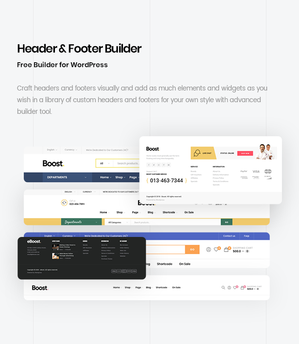 Multi WordPress Template Header Footer Builder