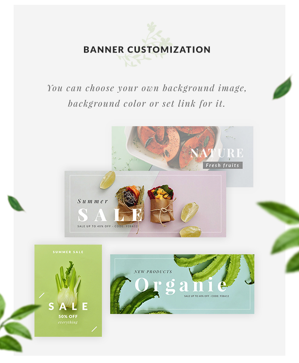 Organic Store WordPress-Template - Banneranpassung