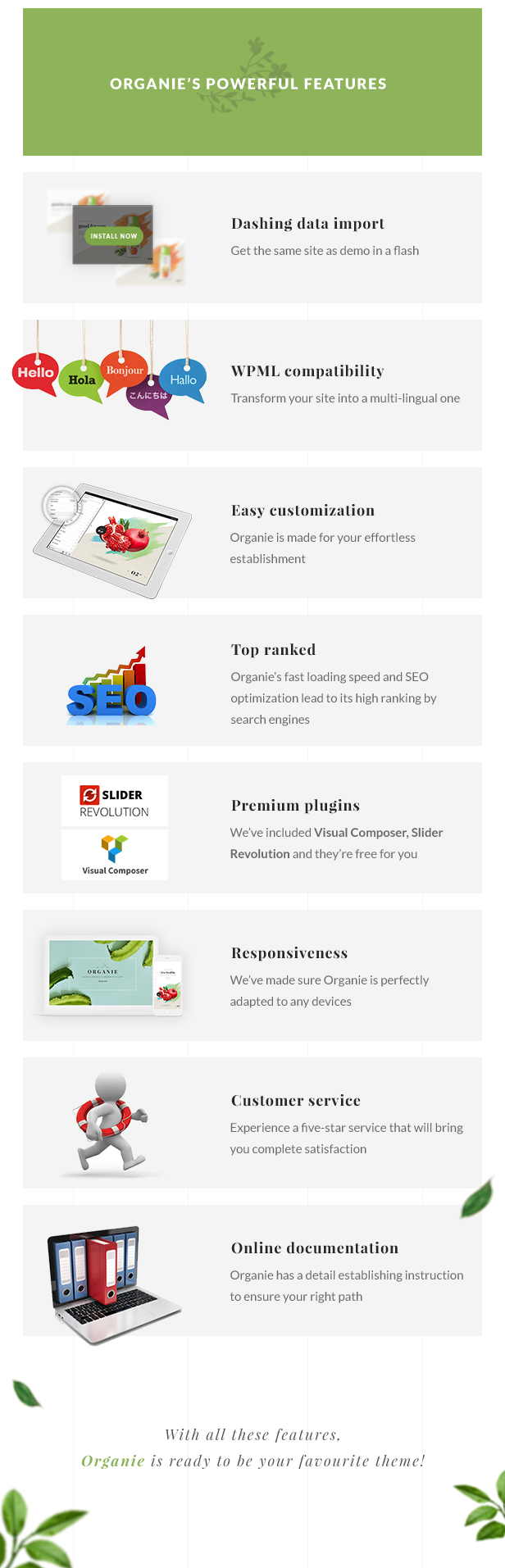 Organic Store WordPress-Template - Leistungsstarke Funktionen