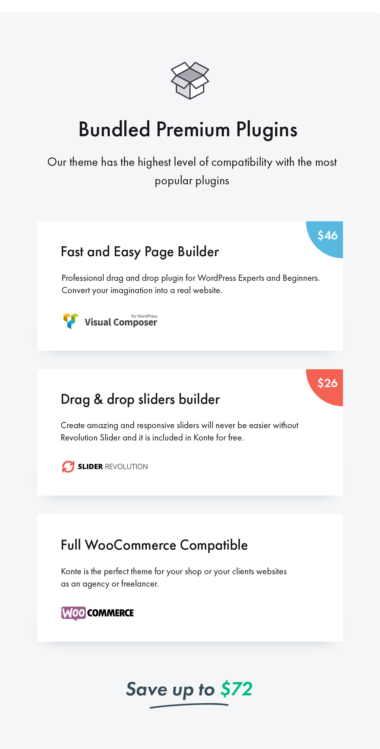 Konte WordPress Layout - unterstützte Plugins