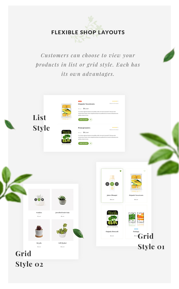 Organic Store WordPress Template - Flexible Ladenlayouts