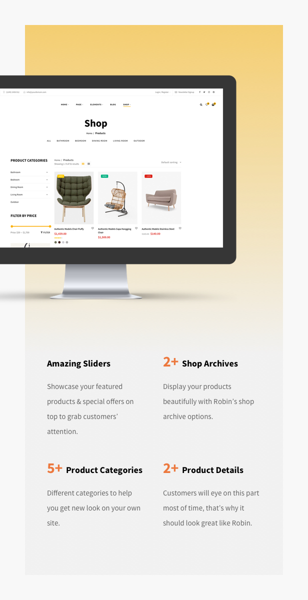 Möbelgeschäft WooCommerce WordPress Layout - Nach Markenfilter einkaufen