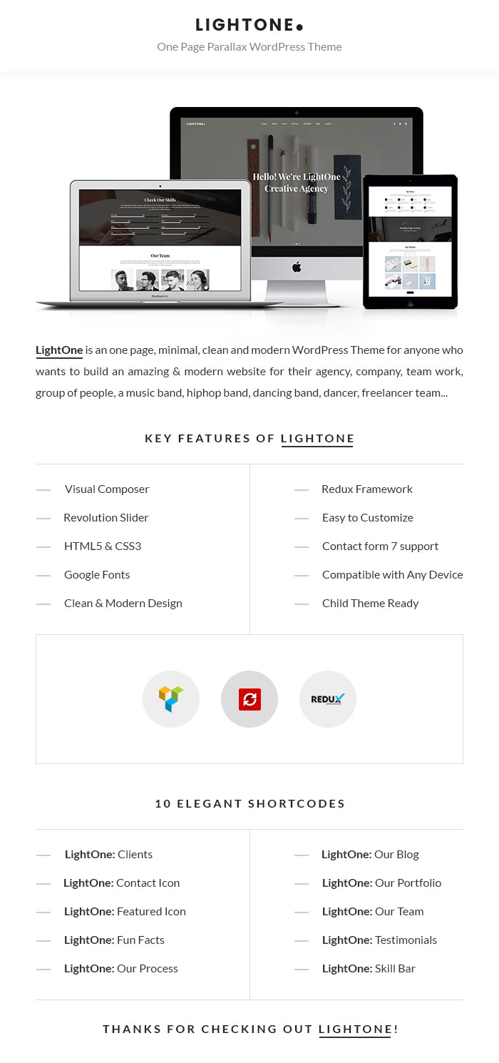 LightOne - Onepage Parallax WordPress Vorlage - 1