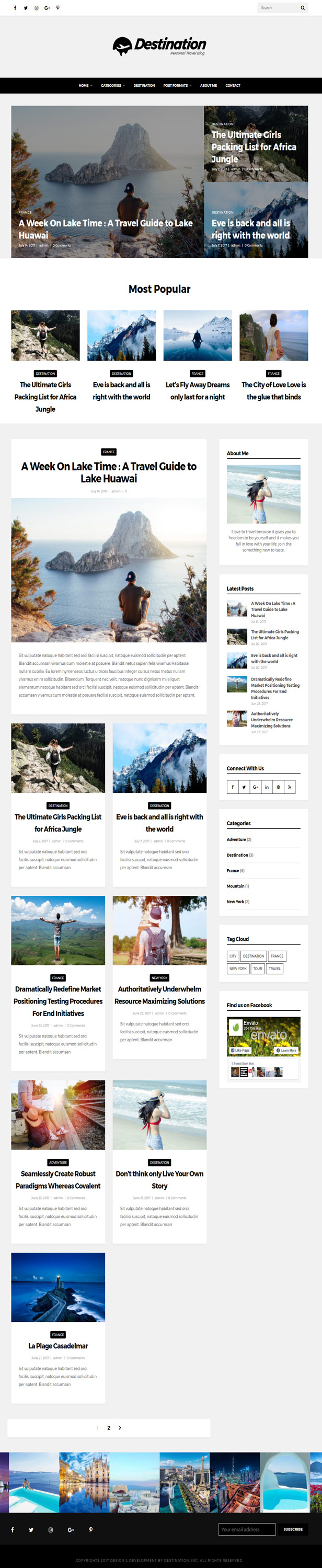 Reiseland WordPress Blog Layout - 1