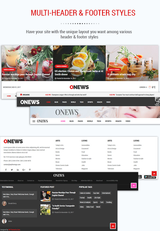 SW ONews - Nachrichten, Zeitungen, Magazine Layout