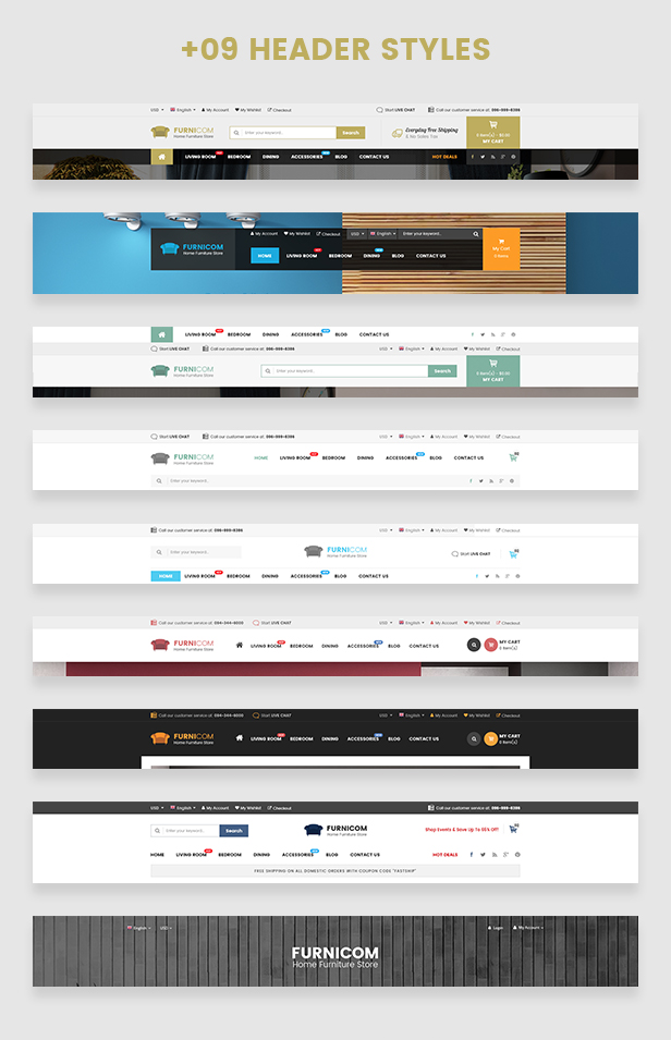 Reaktionsschnelle Möbel WooCommerce WordPress Template - Header