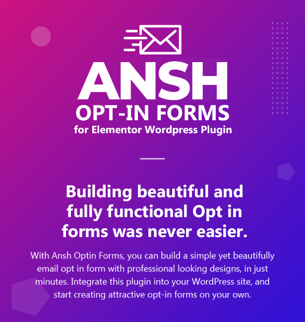 Ansh Optin Forms für das Elementor WordPress Plugin