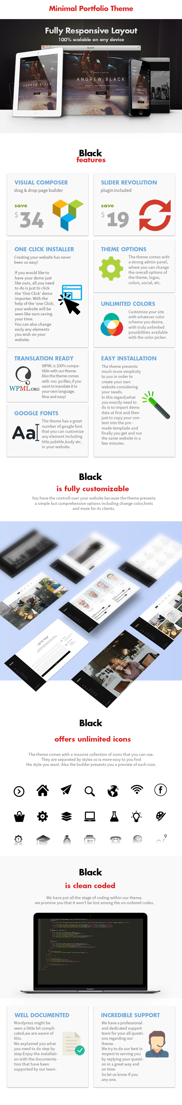 Schwarz - Minimal Portfolio WordPress Vorlage - 7