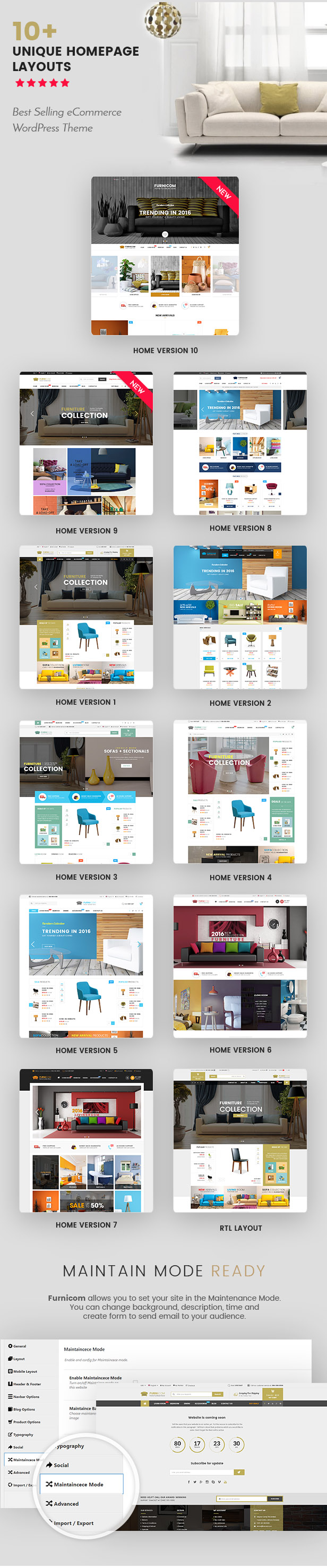 Reaktionsschnelle Möbel WooCommerce WordPress Template - Homepage