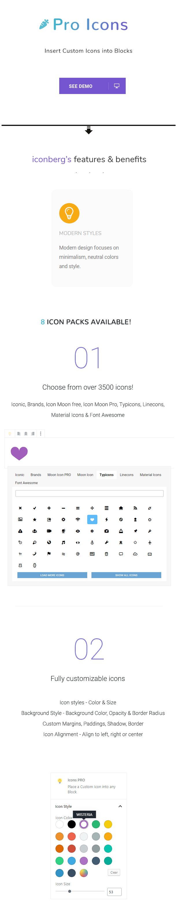 Pro Icons für Gutenberg WordPress Editor - 1