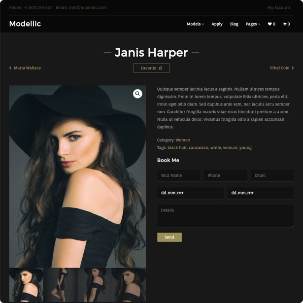 Modellic. Modelagentur WordPress Vorlage
