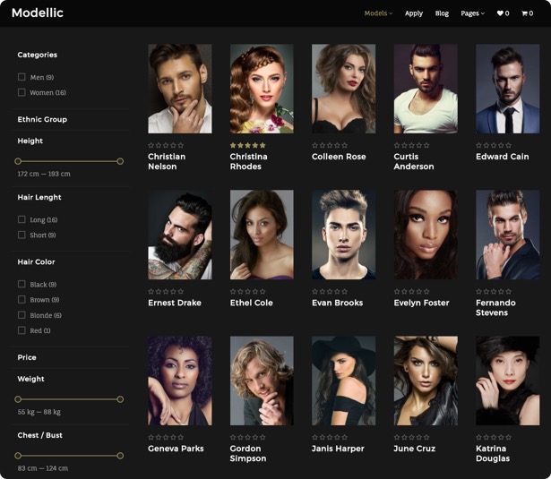 Modellic. Modelagentur WordPress Vorlage
