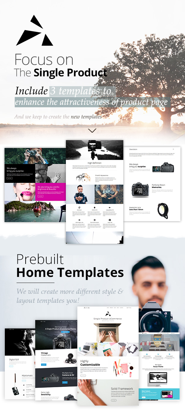Einzelprodukt eCommerce WordPress Layout