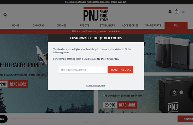 ein Exit-Popup anzeigen, wenn der Besucher den Woocommerce verlässt