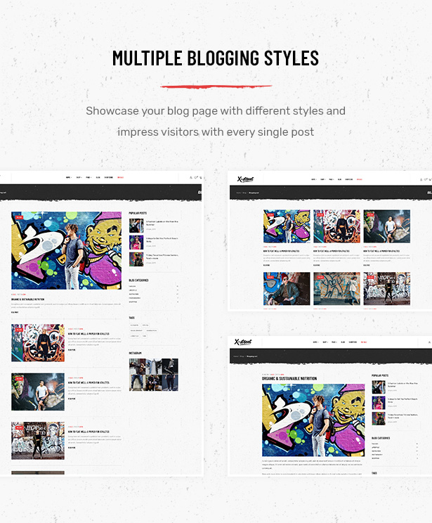 Mehrere Blog-Seitenlayouts im Striz Fashion E-Commerce WordPress-Vorlage