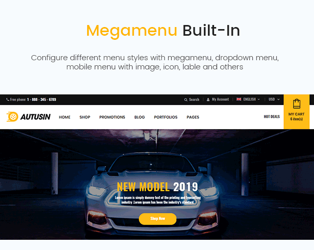Autusin - Autoteile Shop, Moto Store WooCommerce WordPress Template 