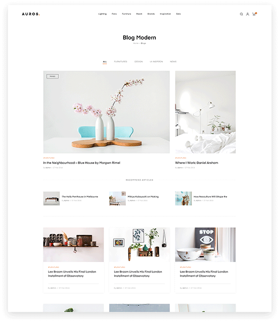 05+ Schöne Blogseiten von Auros Modern & Minimal Furniture WordPress Shopping Template