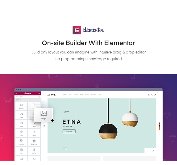 Vor-Ort-Builder mit Elementor im WooCommerce-Design von Auros Furniture Elementor