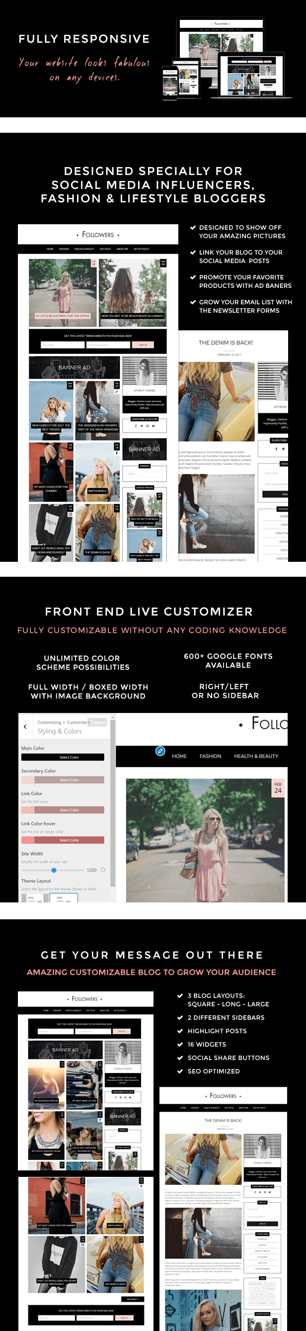 Follower - Mode & Lifestyle WordPress Blog Layout für Social Media Influencer - 1