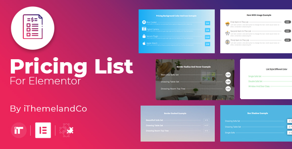 Wordpress Add-On Plugin Pricing List Image For Elementor