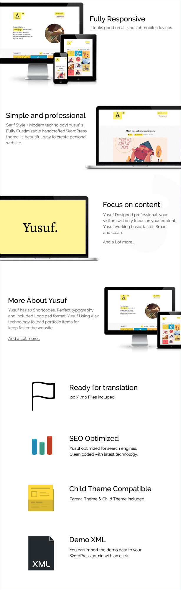 Yusuf - Minimalistisches WordPress Template - 2