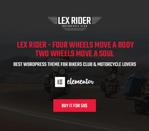 Lex Rider ist ein voll ansprechendes Biker- und Motorrad-WordPress-Theme