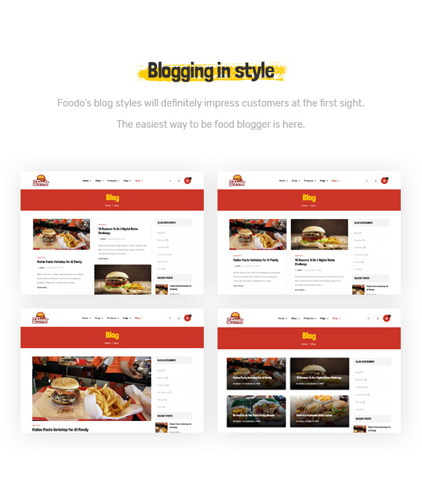 Foodo Blog Seiten - Fast Food Restaurant WordPress Theme