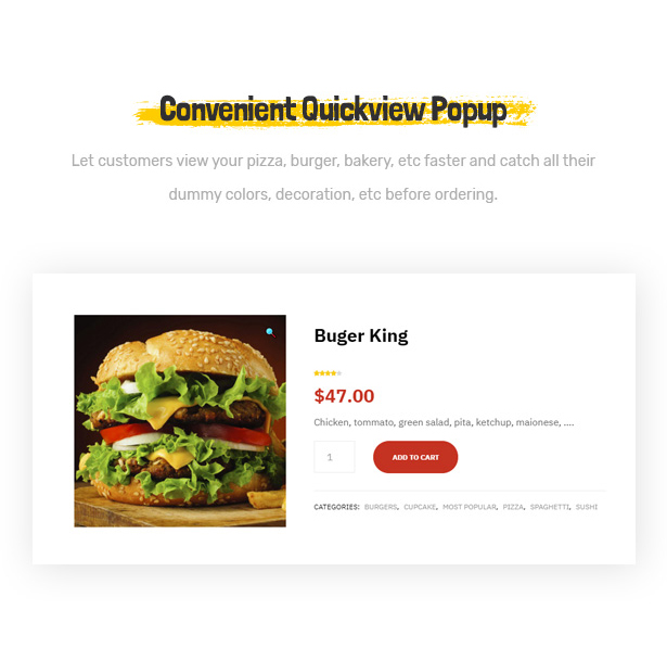 Foodo Schnellansicht Popup - Fast Food Restaurant WordPress Theme