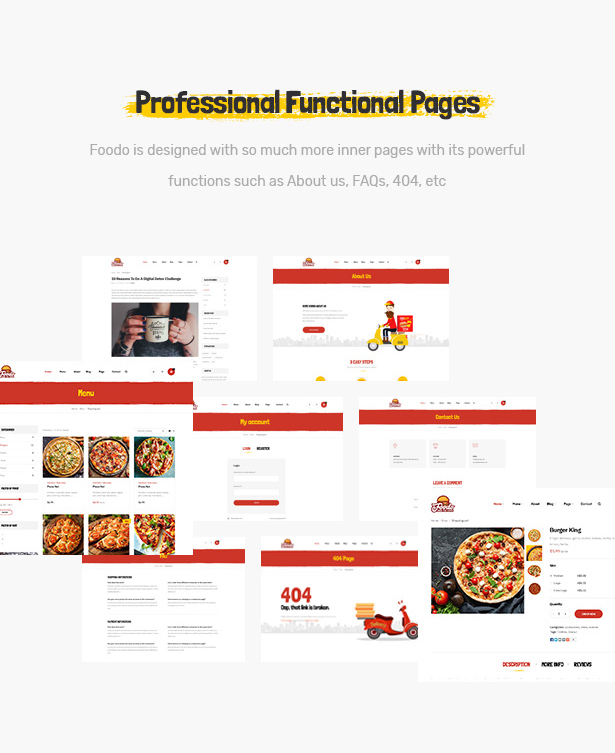 Foodo Funktionsseiten - Fast Food Restaurant WordPress Theme