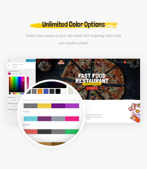 Foodo Unlimited Color-Fast-Food-Restaurant WordPress-Theme