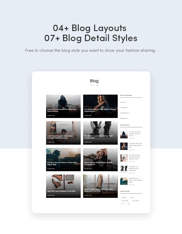 04+ Blog Layouts & 07+ Blog Detail Styles - Zoli - Minimal & Modern Fashion WordPress Theme für WooCommerce