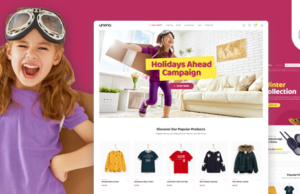 Uneno – Kinderbekleidungs- und Spielzeuggeschäft WooCommerce Vorlage
