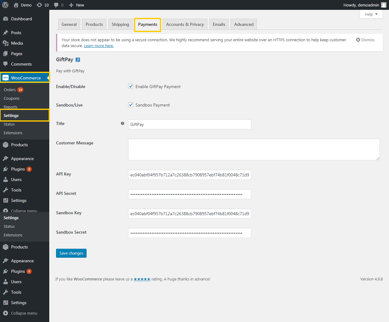 GiftPay.io Payment Gateway für WooCommerce - 2
