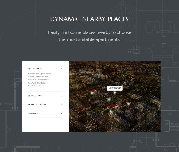 Dynamische Orte in der Nähe Beobachten in MaisonCo Single Property For Sale & Rent WordPress Theme
